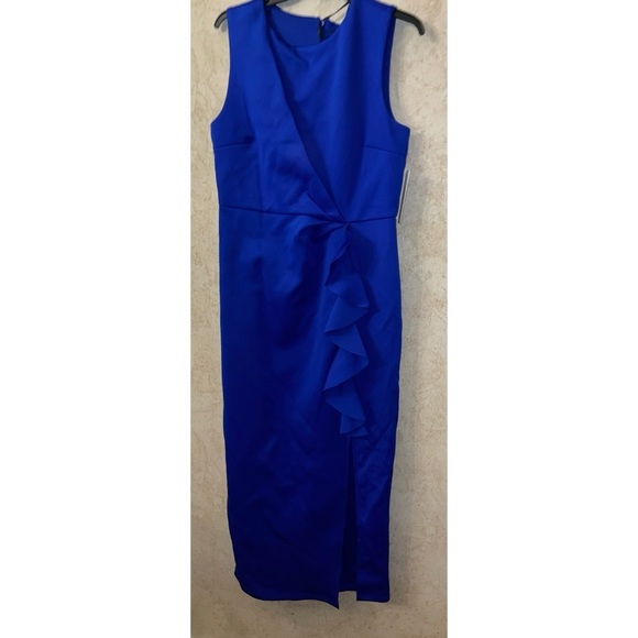 Velvet Fleur Elegant Blue Sleeveless Dress - Picture 1 of 4